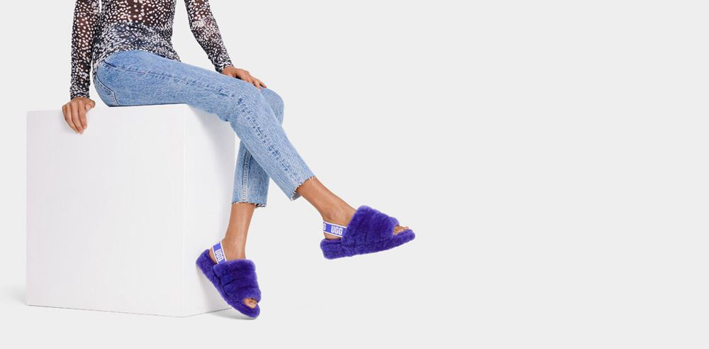 Ugg Slide Womens - Ugg Fluff Yeah Purple - 968OUYTVI